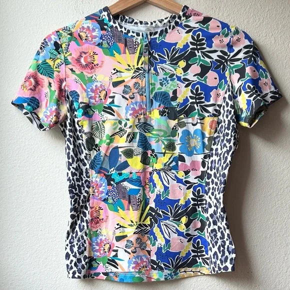 Johnny Was Multicolored Zip Swim Layla Surf Shirt Top Size Small - Picture 4 of 15